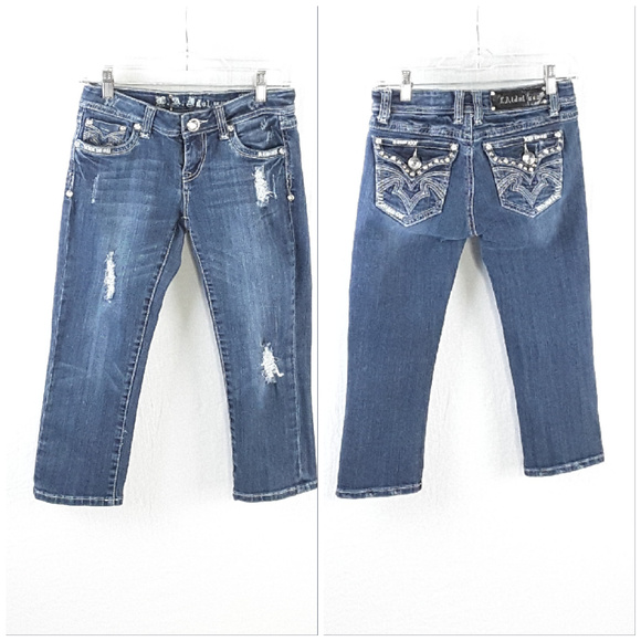 LA Idol USA Denim - LA IDOL USA, Destroyed Denim Capri, size 3 (28/18)